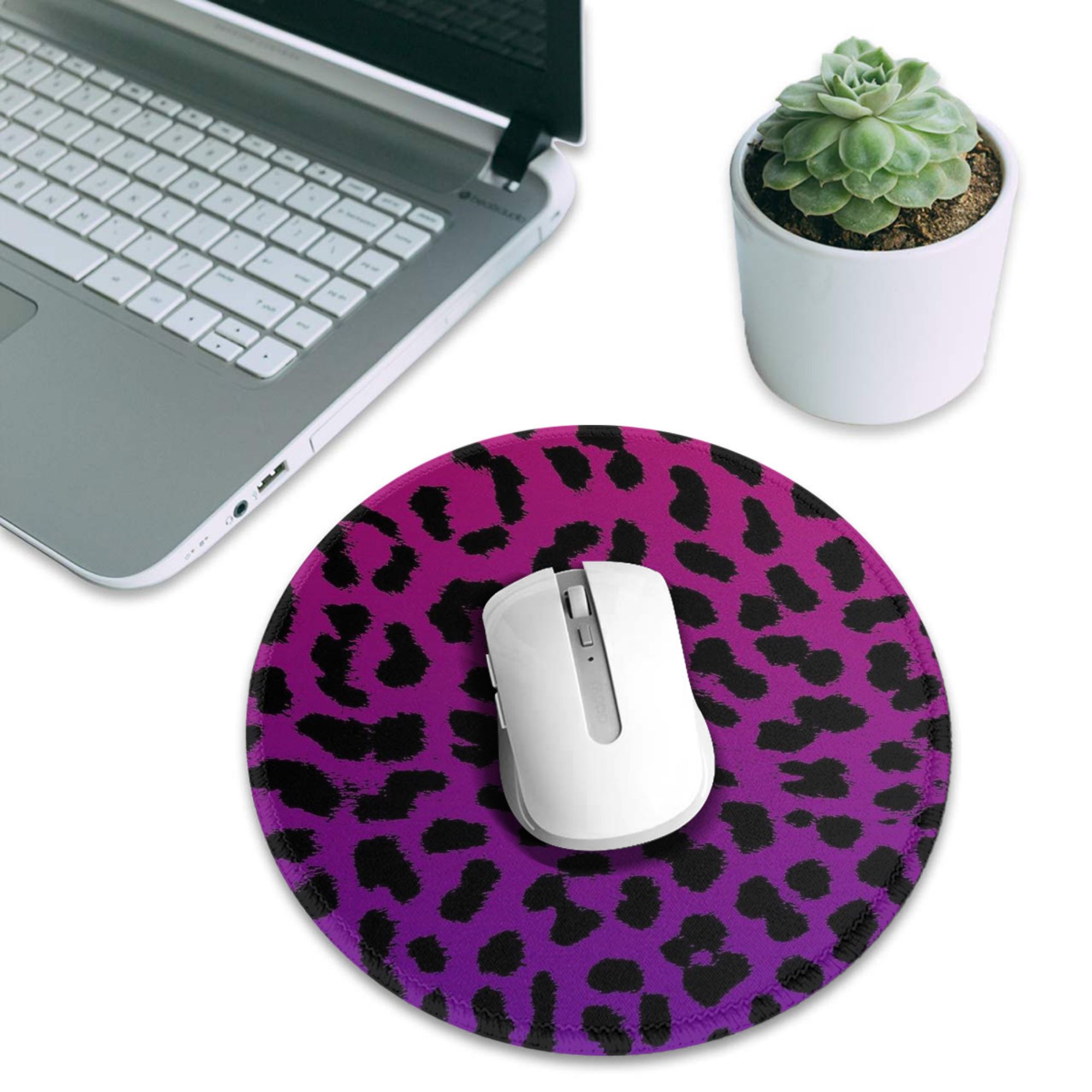 Pc Gaming Pink - Paarse luipaardprint met roze cheetahtjes: muismat