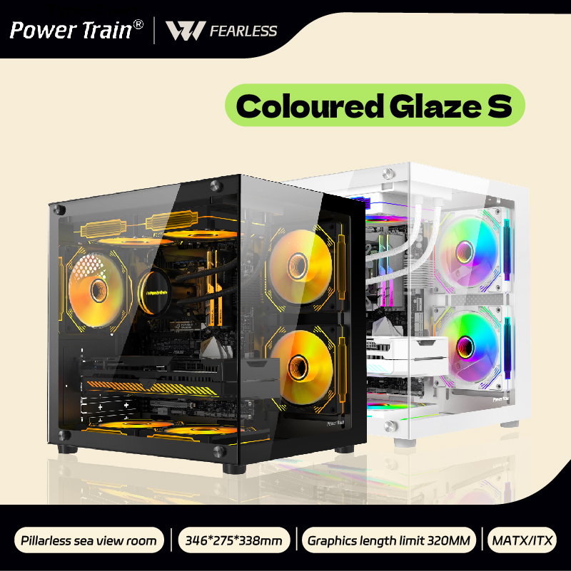 Pc Gaming Fullset - Power Train gekleurd glazuur S PC-behuizing