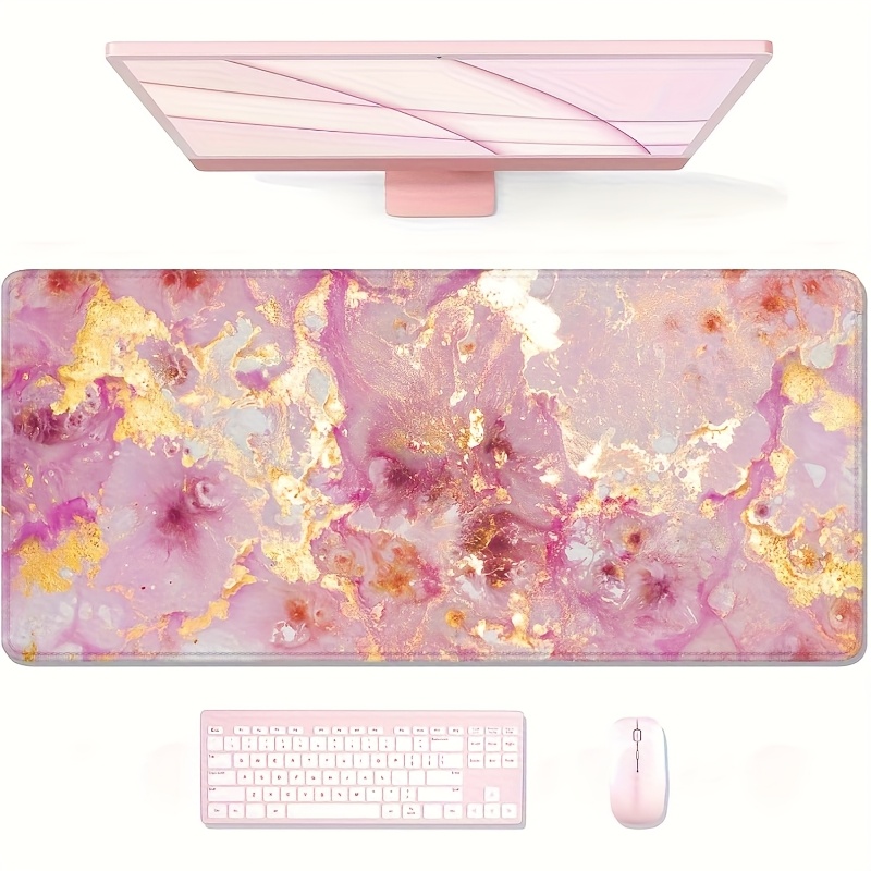 Pc Gaming Pink - Grote roze marmeren bureaumat rubberen gaming-muismat