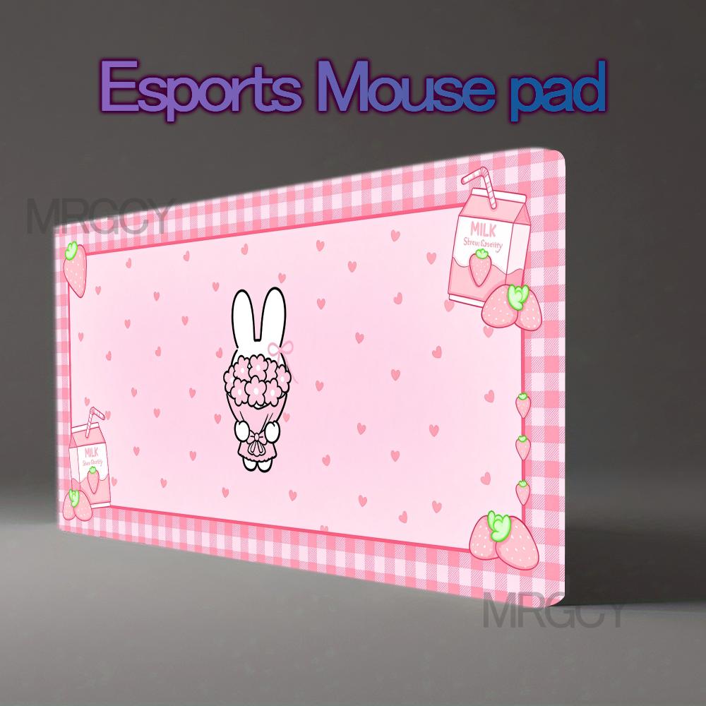 Pc Gaming Pink - Roze Aardbeienmelk Konijntje Plaid Gaming Grote